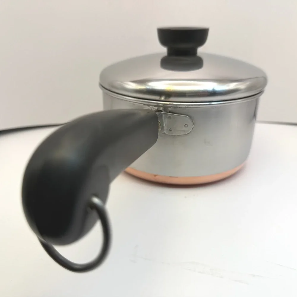 Vintage‎ Revere Ware Double Ring Clinton IL 1 Qt Copper Clad Saucepan w Lid
